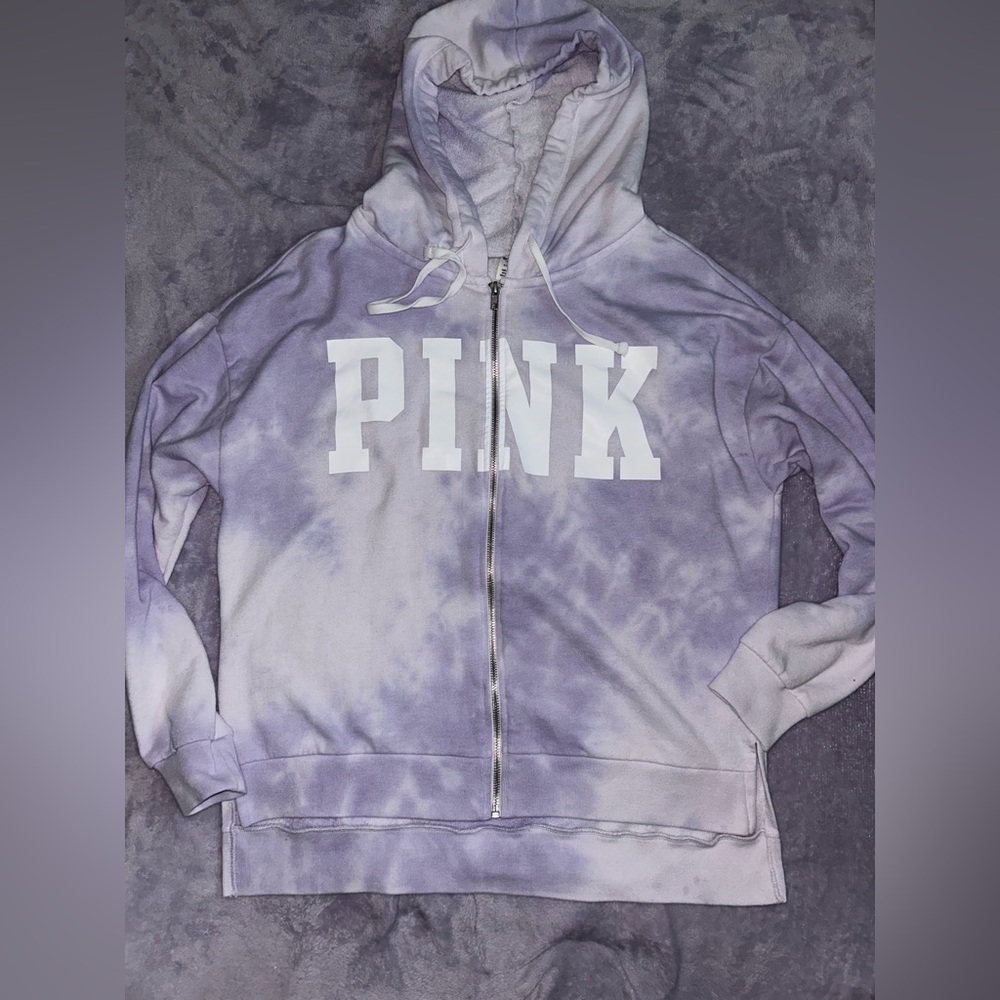PINK VS purple & white tie dye zip up hoodie